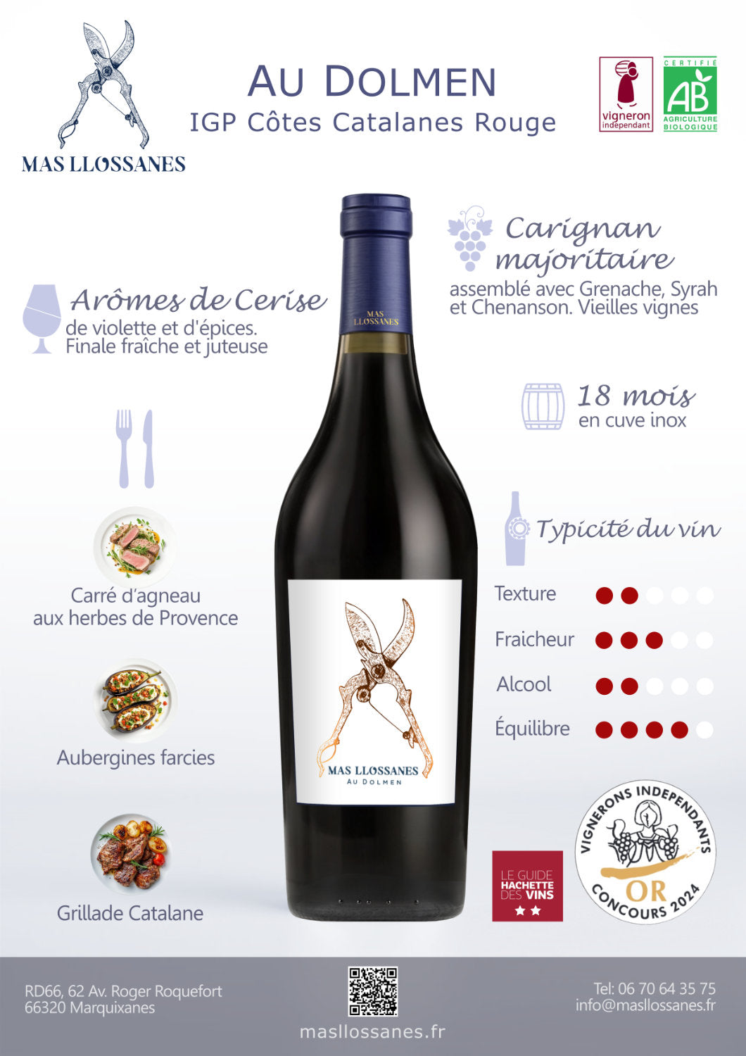 AU DOLMEN 2020 - Vin Rouge d'altitude bio & biodynamique
