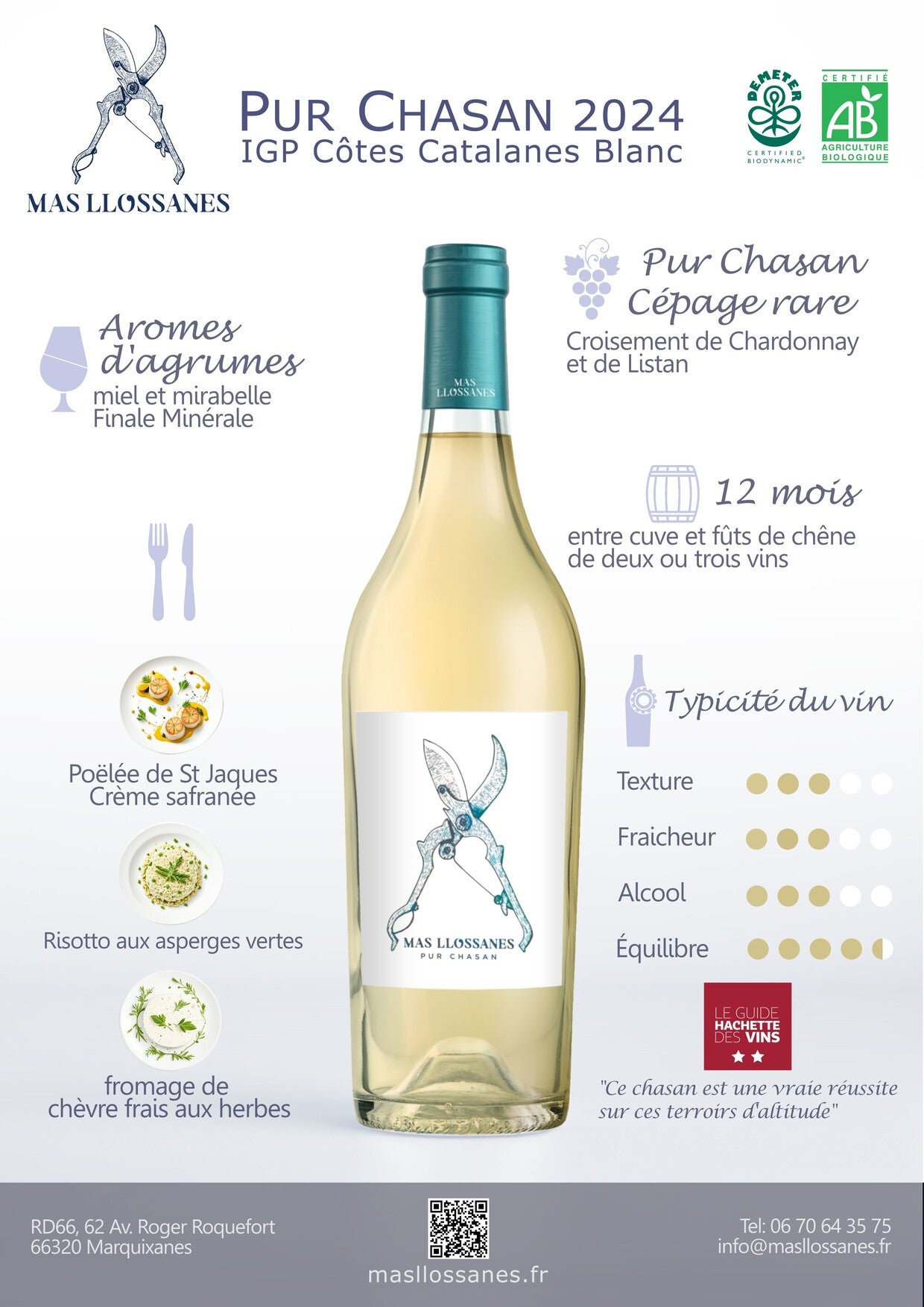 PUR CHASAN 2024 - Vin Blanc d'altitude bio & biodynamique